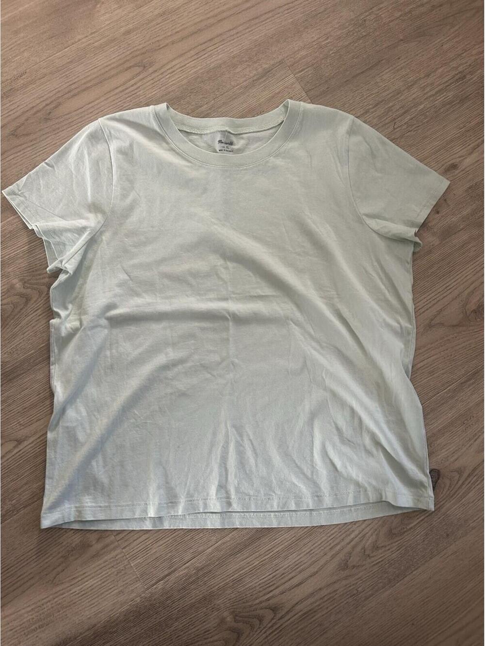 Madewell Green Crew Neck Mint Green Sleeves Slim Fit Tee Sz Xlarge